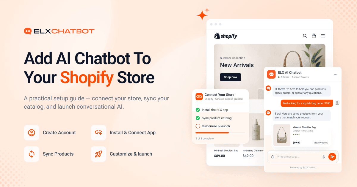 How to add an AI chatbot to a Shopify store with product catalog sync, customer support automation, and AI shopping assistance