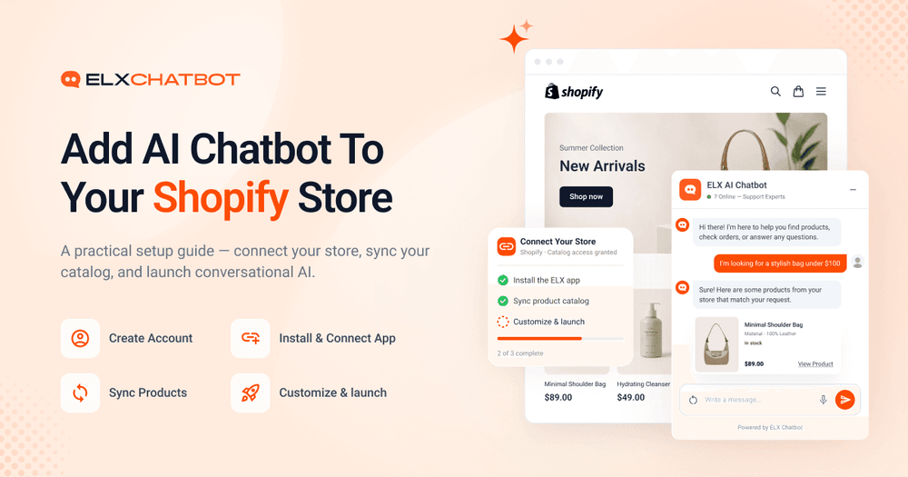 How to add an AI chatbot to a Shopify store with product catalog sync, customer support automation, and AI shopping assistance
