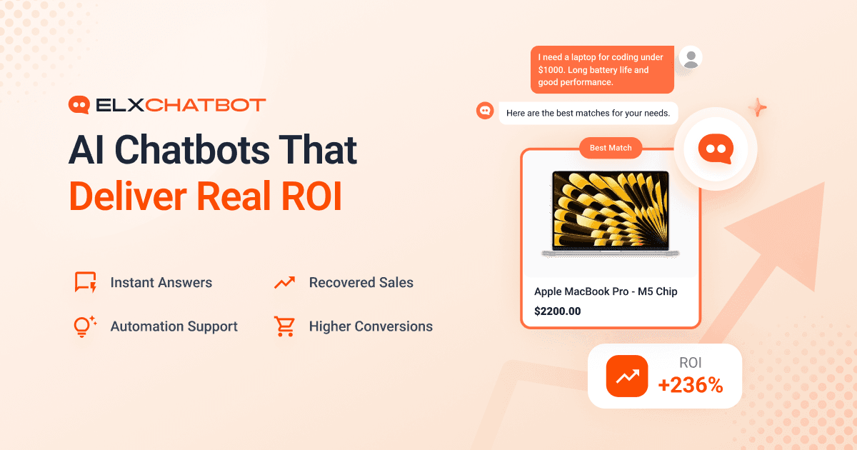 AI chatbot ROI calculator showing how ecommerce chatbots increase conversions, recover sales, automate support, and deliver measurable ROI.