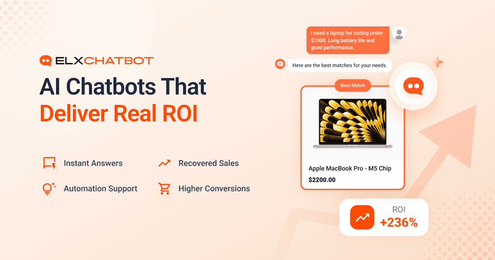 AI chatbot ROI calculator showing how ecommerce chatbots increase conversions, recover sales, automate support, and deliver measurable ROI.