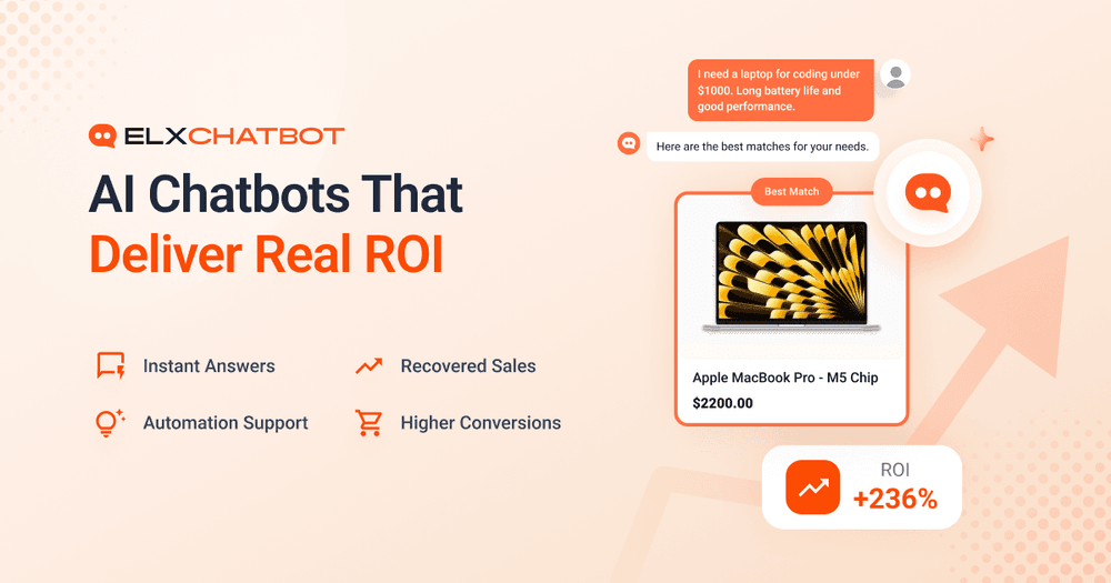 AI chatbot ROI calculator showing how ecommerce chatbots increase conversions, recover sales, automate support, and deliver measurable ROI.